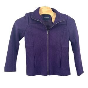 Lands End Wool Zip Up Winter Jacket Purple Womens Size 10 Pockets